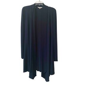 CAbi Navy Blue Almost Black Open Front Knit Stretch Shawl Collar Cardigan Medium